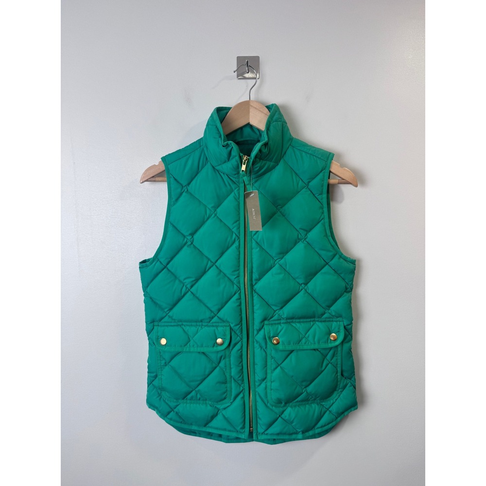 NWT J.Crew Women Green Quilted Down Excursion Vest B0109 XS